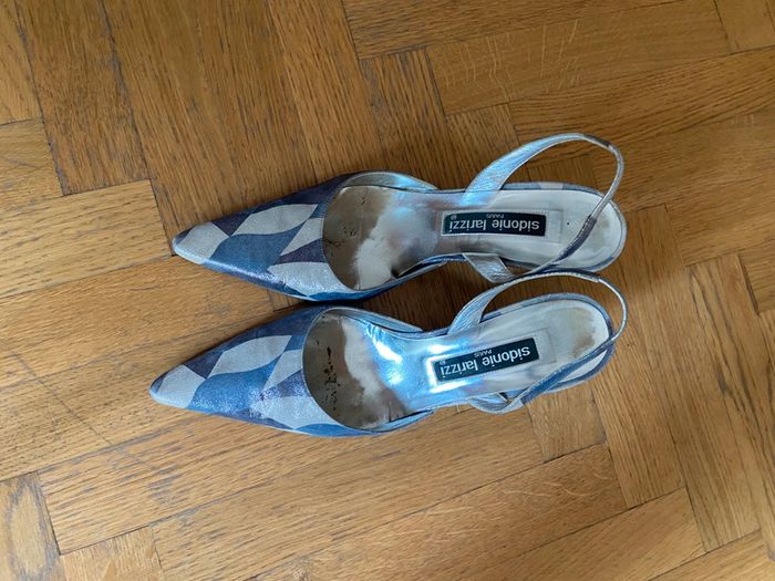 Slingback Sidonie Larizzi biege/bleu clair taille 38 - photo numéro 2