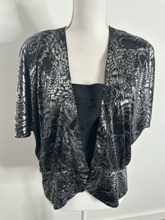 Blouse tigre noire et argentée C&A Y2K T46 3XL