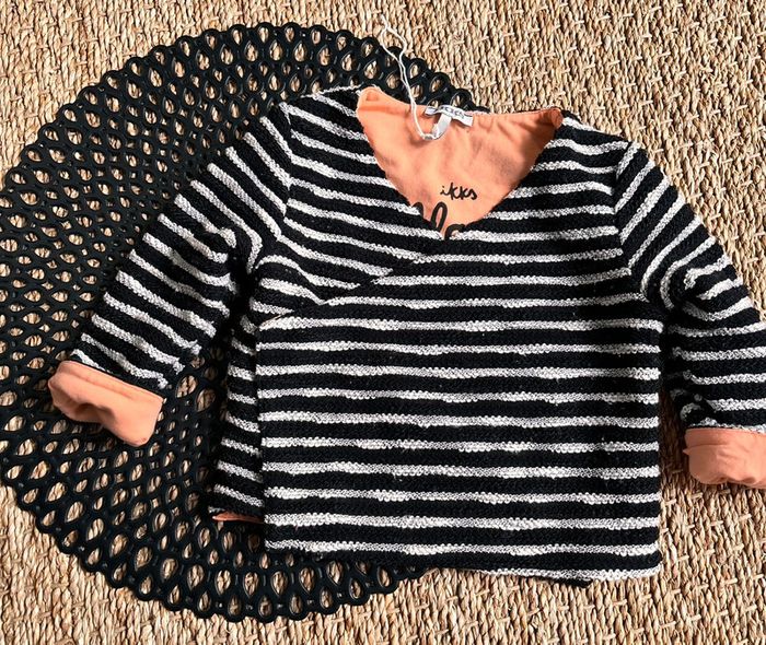 Veste rayée noir et orange réversible