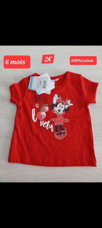 T-shirt rouge Minnie fille 6mois 