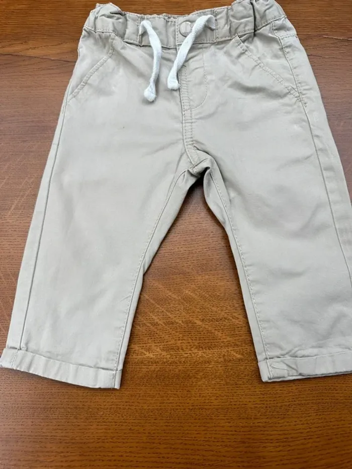 Pantalon en toile beige Kiabi 9 mois - photo numéro 4