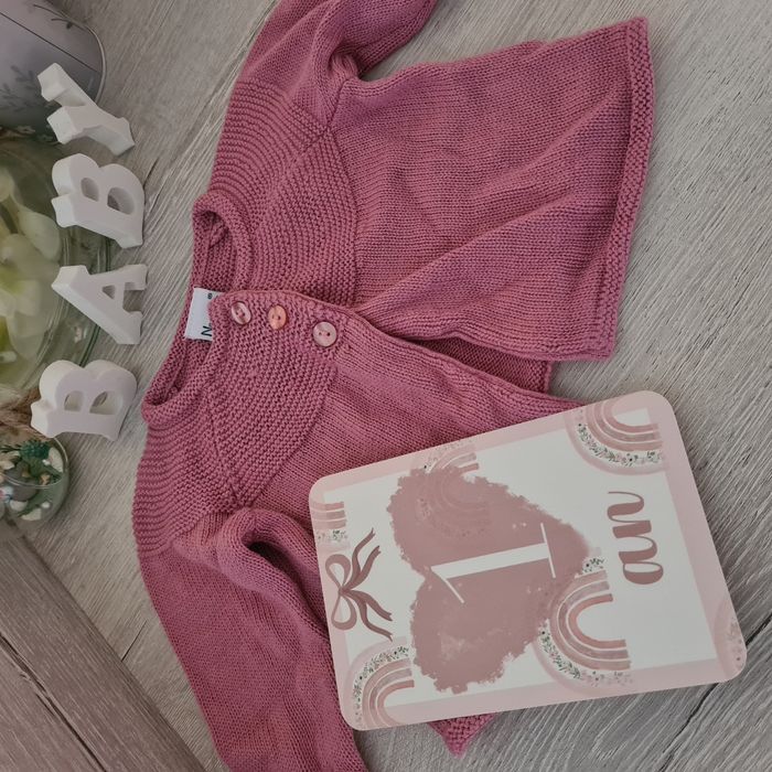 Gilet rose manches longues 12 mois Newness