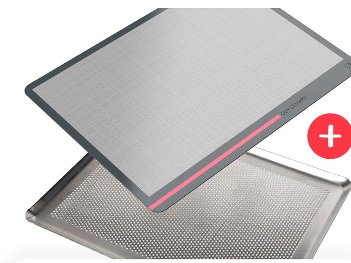 lot plaque aluminium perforée 40x30 cm + toile de cuisson 40x30