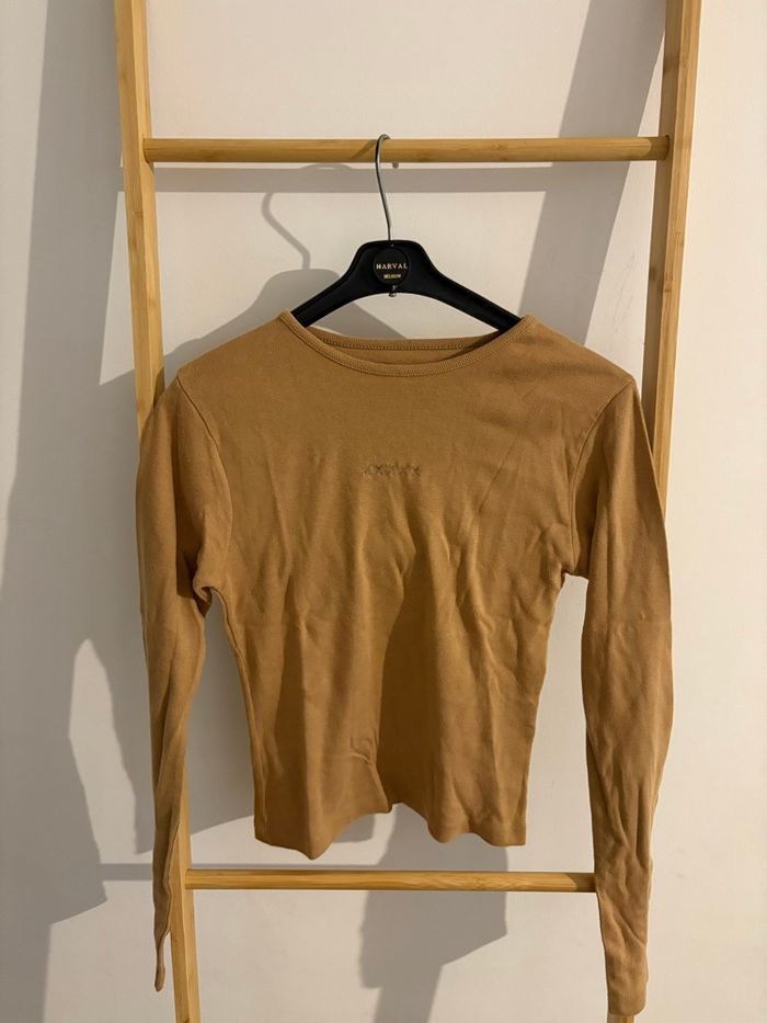 Top Manches Longues School Rag Camel/Ocre Côtelé Logo XX Taille 2 (S/M)