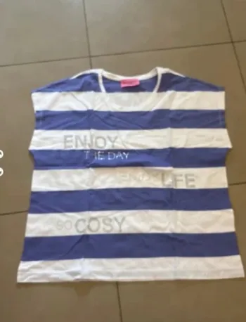 👚 T-shirt rayé Betty Barclay  "Enjoy the Day / Enjoy Life / So Cosy" Taille 42