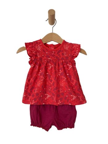 Ensemble d’été rouge et violet à fleurs - Vertbaudet 6 mois