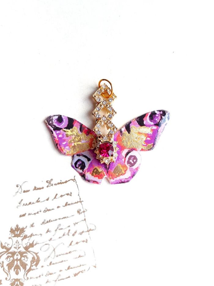 Magnifique pendentif papillon avec strass - photo numéro 5