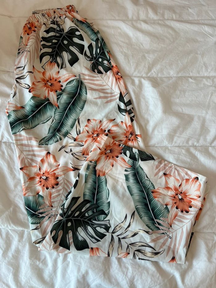 Pantalon Large Fleurs Hawaii Taille Unique