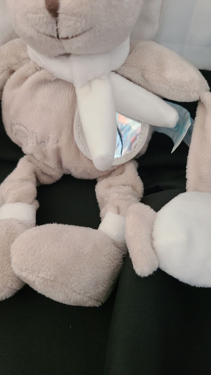 Doudou lapin beige gris blanc Bonbon miroir BABY NAT - photo numéro 5