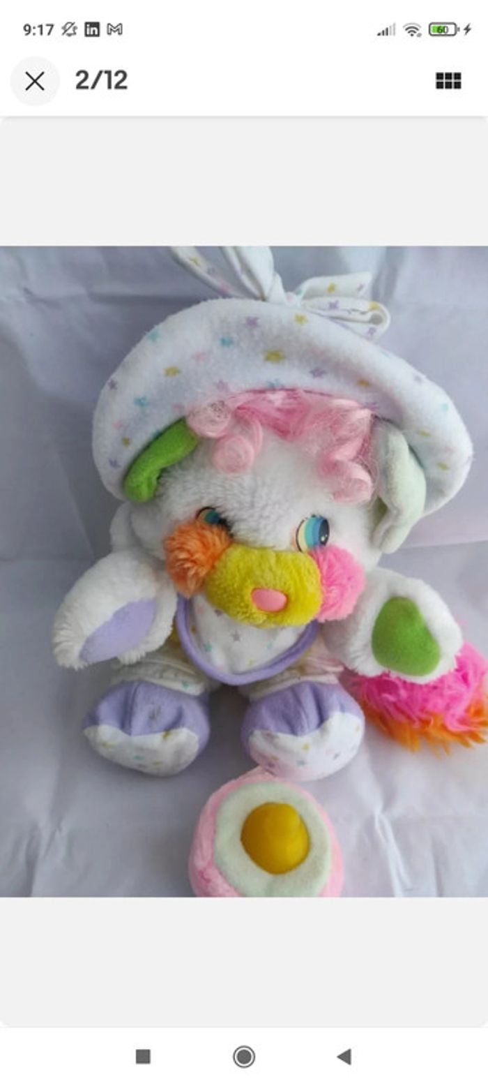 Vintage années 1980 Popples ~ Bébé Bibsy Popple with baby bottle biberon - photo numéro 2