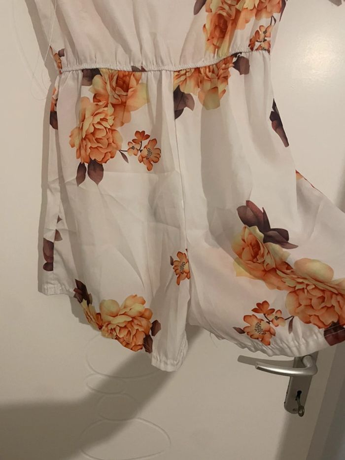 Combishort fleuri blanc et orange - Taille 34 (XS) - photo numéro 7