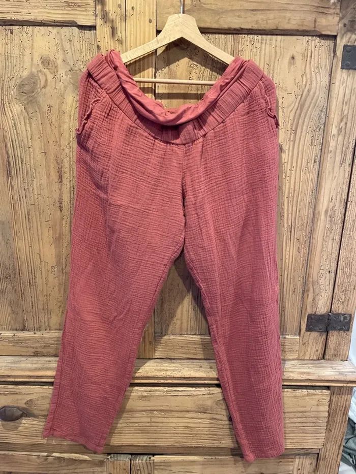 Pantalon gaz de coton grossesse t 44