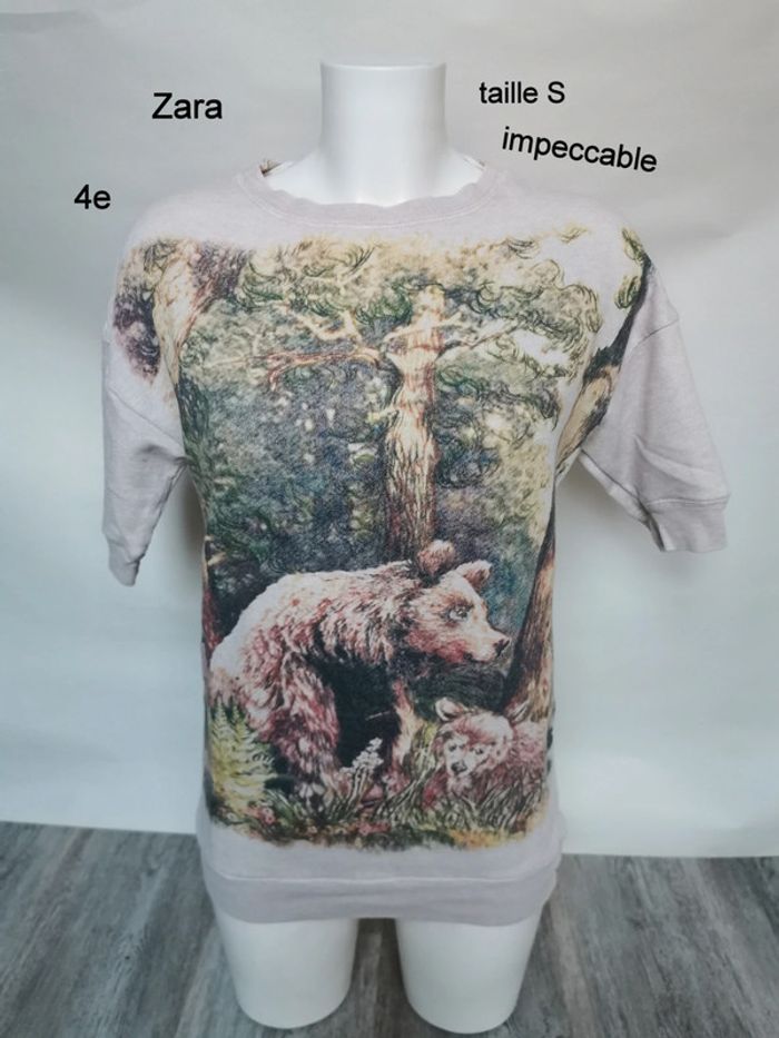 Sweat manche courte zara imprimé ours S 36