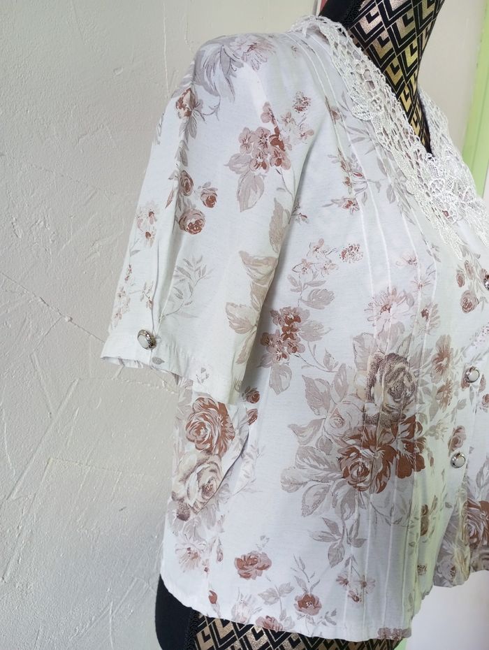 🌸 chemisier vintage avec col en dentelle, taille 40-42 - photo numéro 4