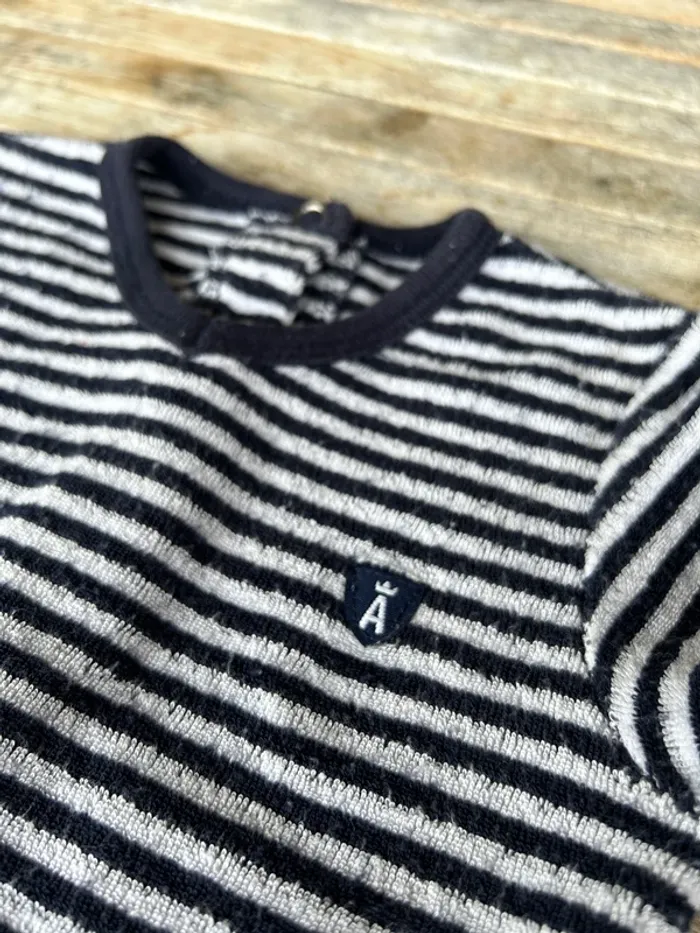 Combishort marinière bébé garçon - 9/12 mois - photo numéro 3