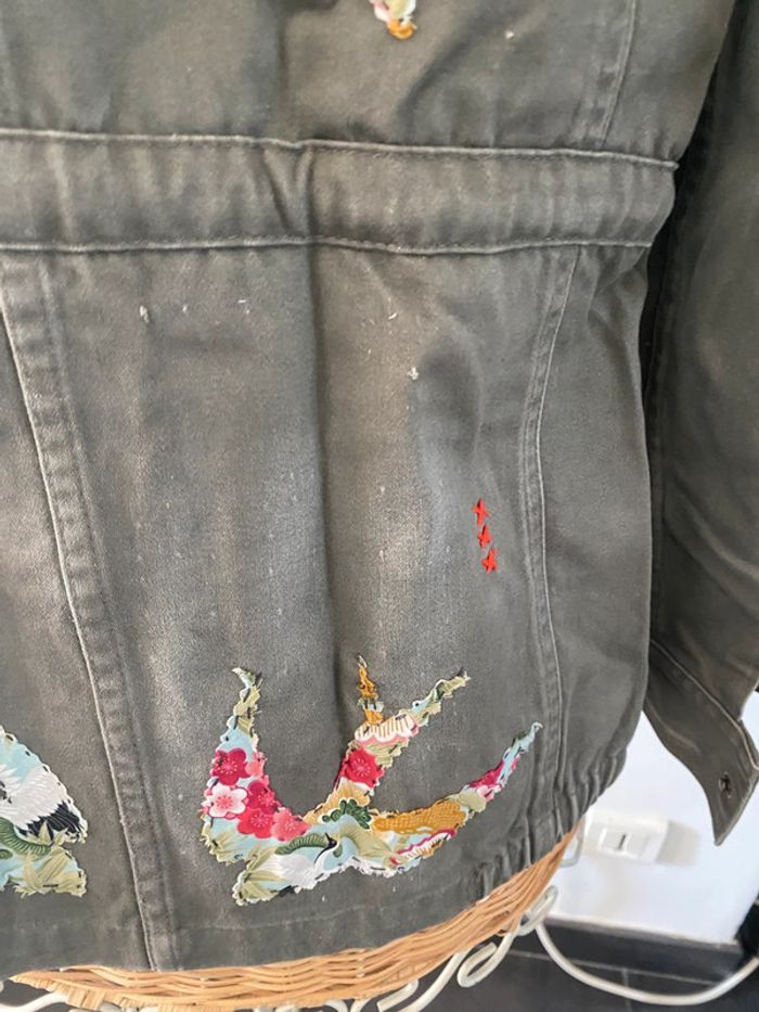 Veste style militaire kaki upcyclé taille 38 cache cache - photo numéro 6
