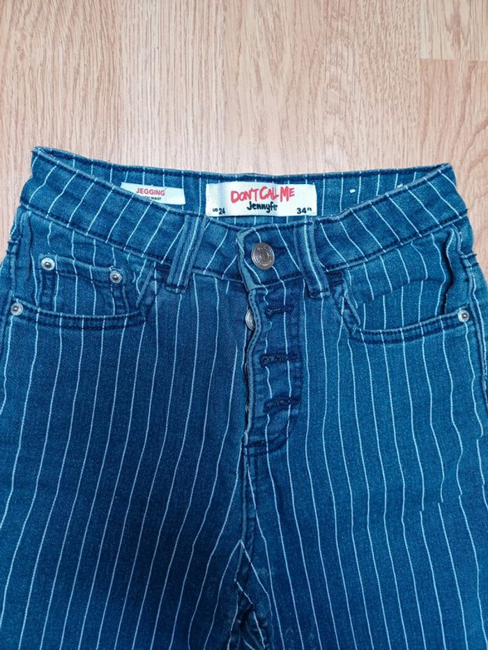 Pantalon style jean bleu rayé - photo numéro 2
