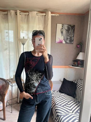 Top mesh y2k 2000yer destroy  asymétrique vintage country western