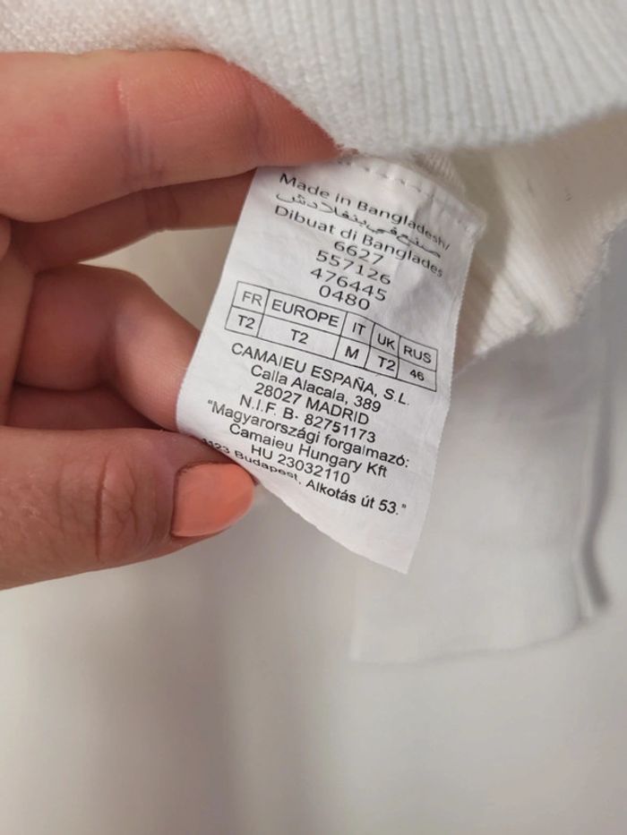 Pull blanc Camaïeu Taille 2 - photo numéro 3