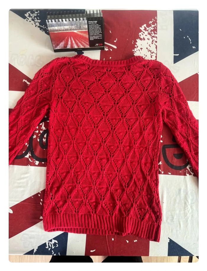 Pull Torsadé Tommy Hilfiger rouge taille L motif broderie - photo numéro 10