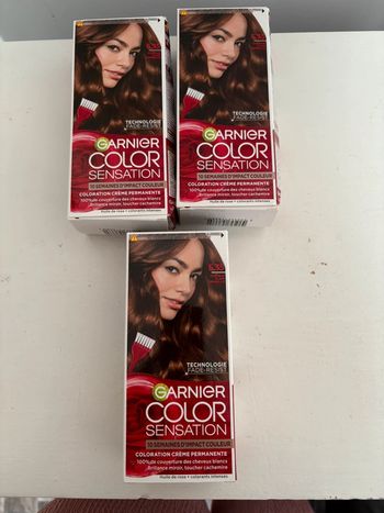 Lot de 3 colorations Garnier Color Sensation - 5.35 Châtain Clair Cannelle