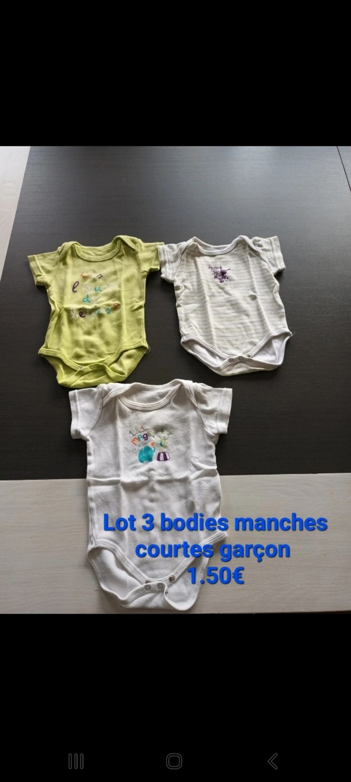 Lot 3 bodies manches courtes garçon 9 mois