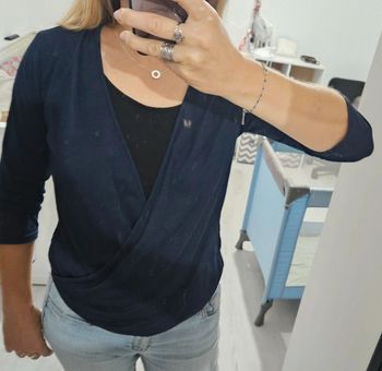 Top 2 en 1 bleu marine /noir manches mi-longues T 38 /40