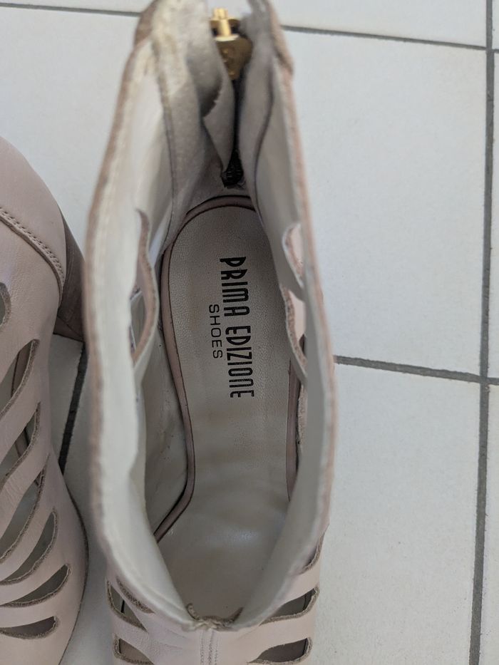 Sandales à talons épais en cuir italien - photo numéro 5