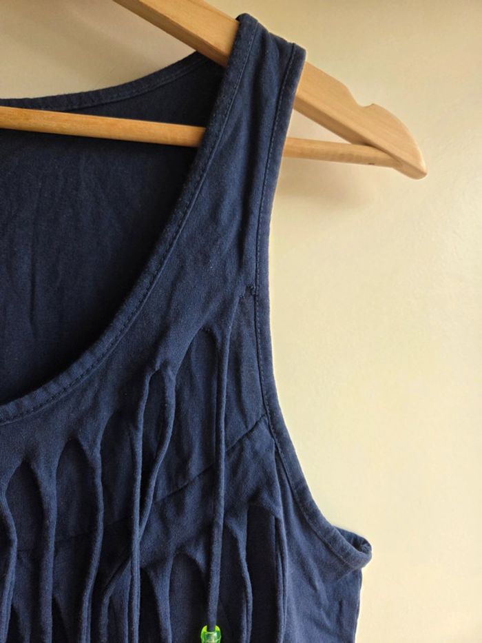 Débardeur bleu marine à franges et perles - taille m - photo numéro 2