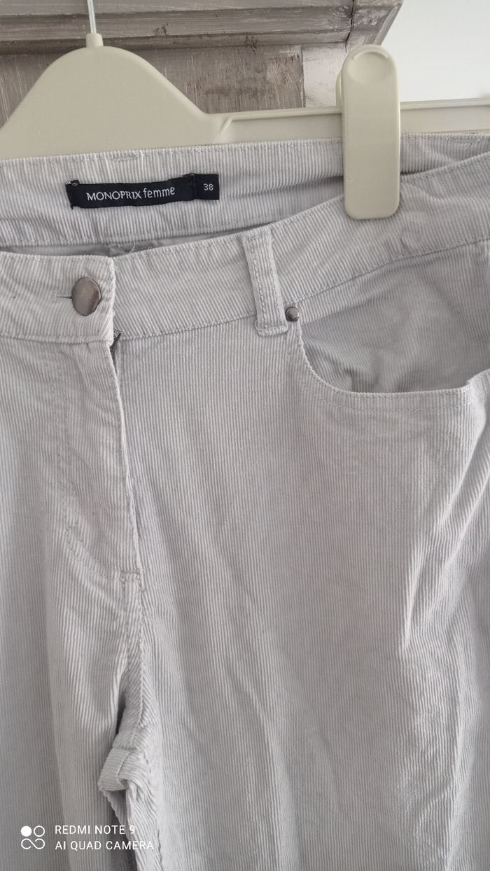 Pantalon velours gris clair La Redoute taille 38 tbe - photo numéro 2