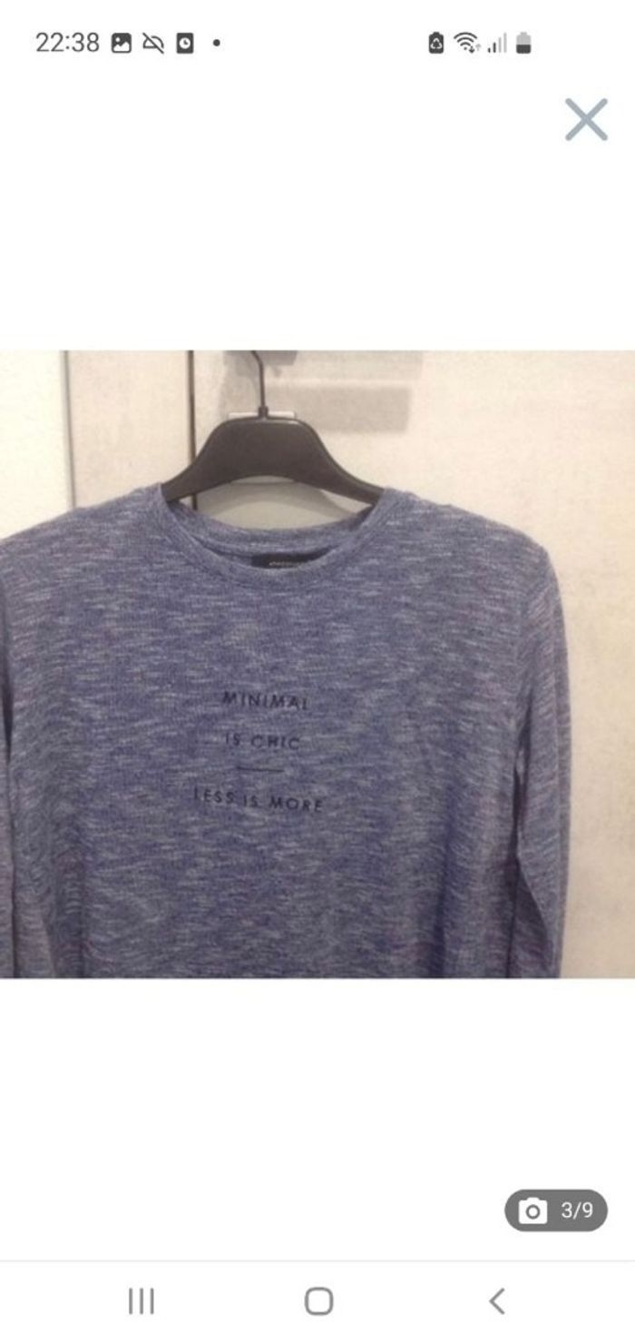 Tee-shirt manches longues 16 ans chiné bleu marine Atmosphère - photo numéro 3