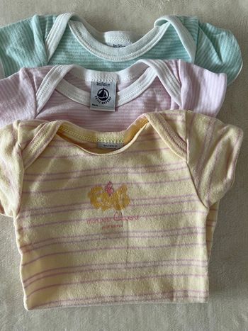 Lot de 3 bodies Petit bateau à manches courtes taille 3M