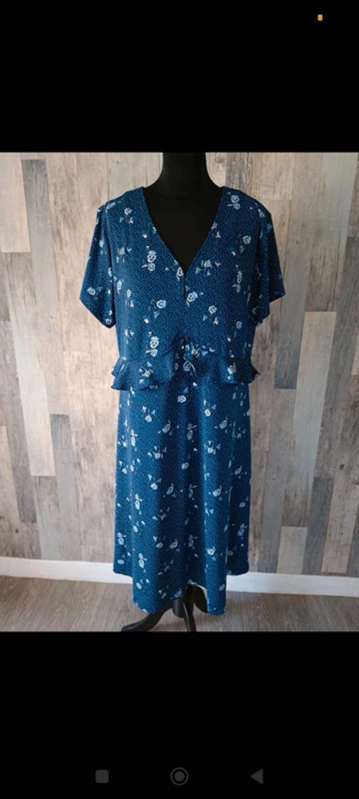Robe fleurie bleu bonheur 46