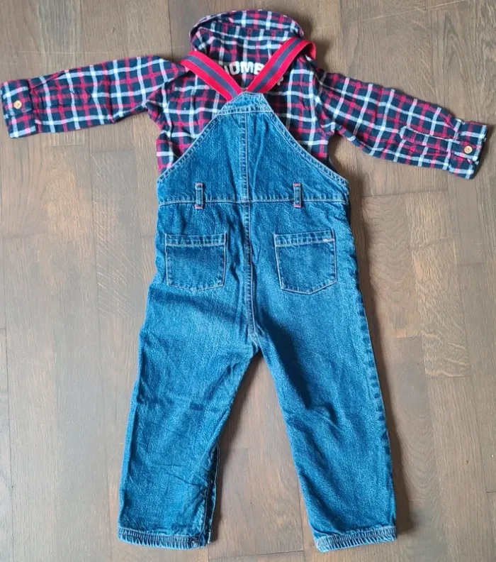 Ensemble salopette + chemise manches longues - photo numéro 2