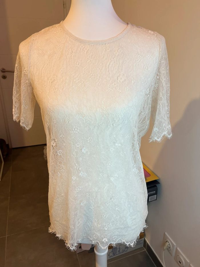 Top Manches Courtes en Dentelle Etam taille M