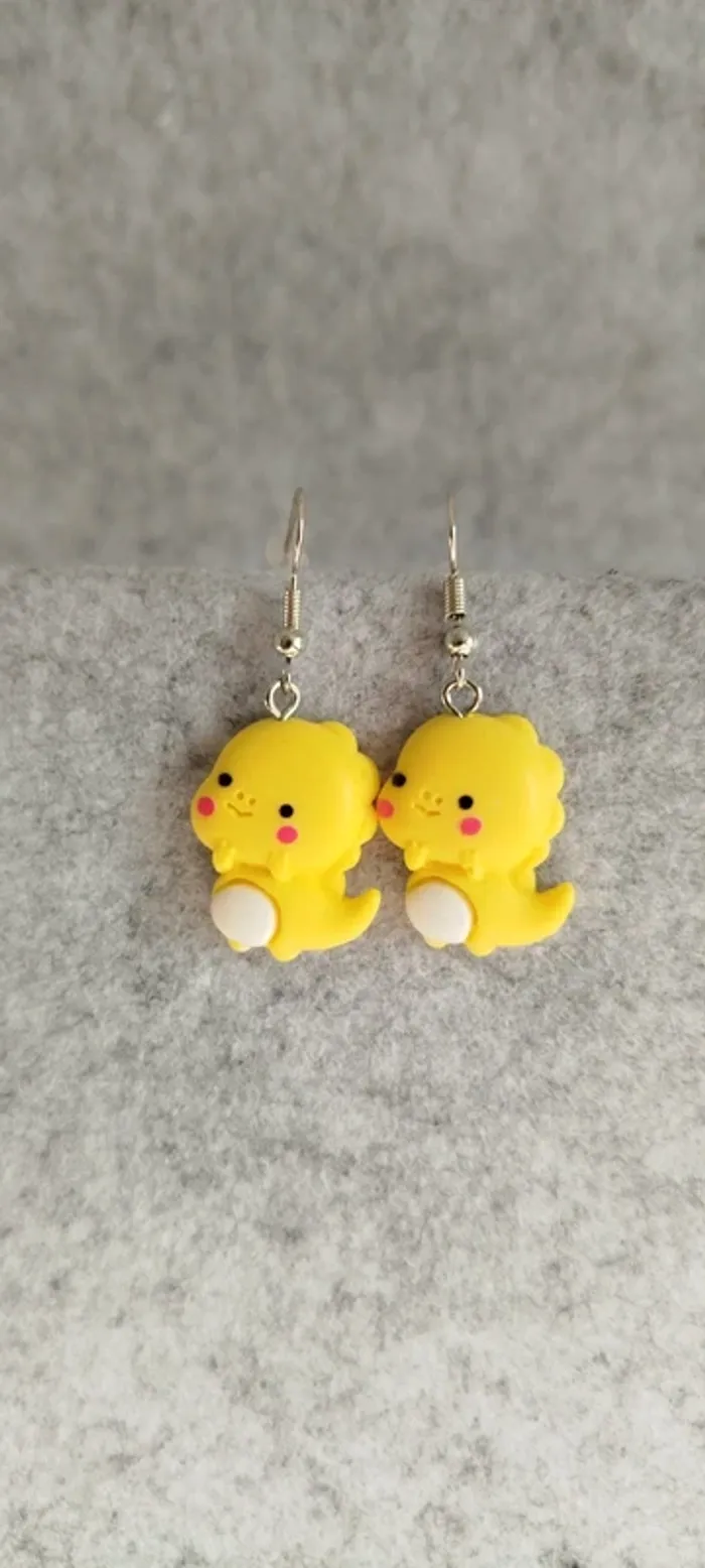 🍄 Boucles d’oreilles ▪ dinosaure kawaii jaune