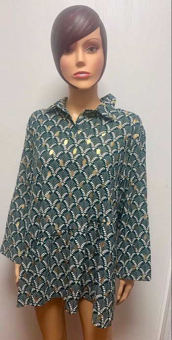Blouse tunique verte et or 