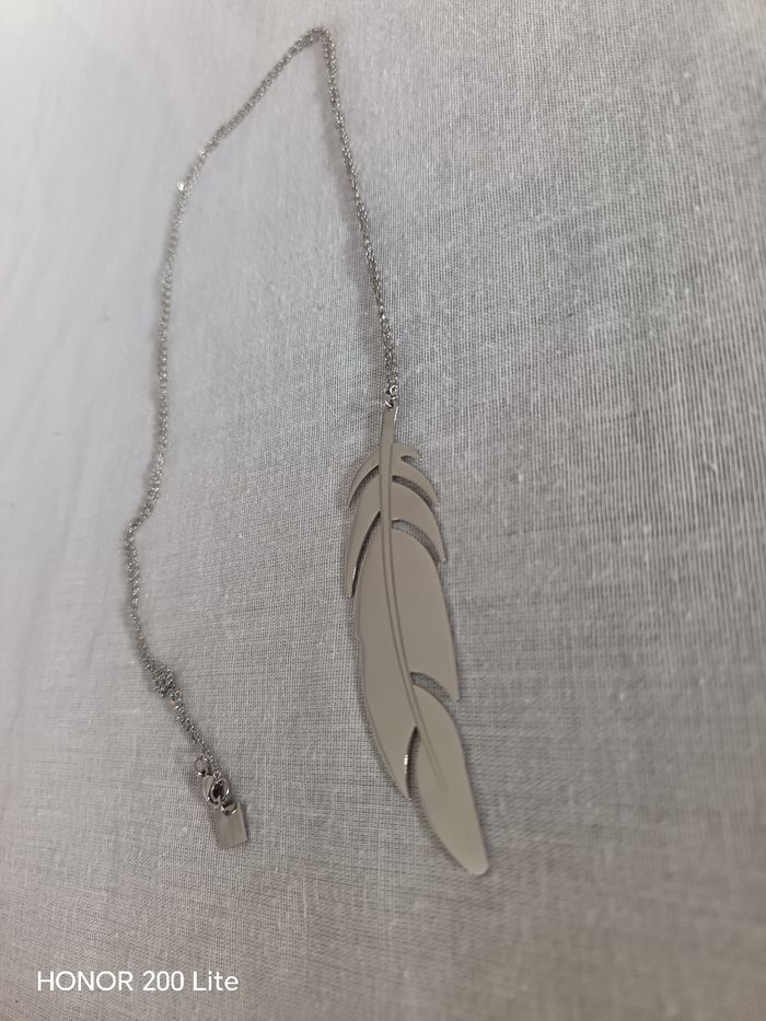 Collier plume argenté - photo numéro 2