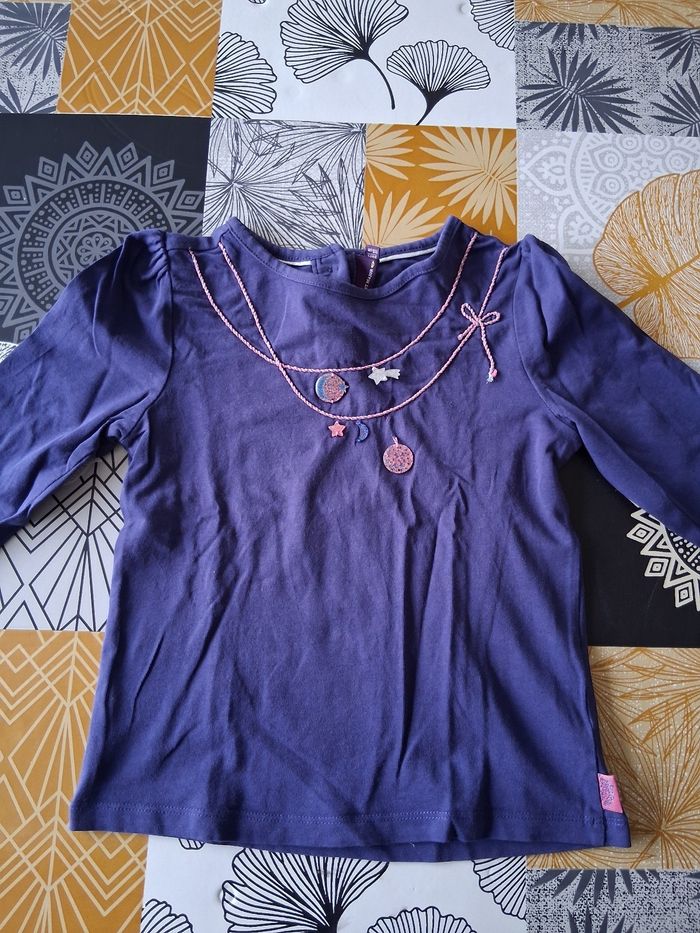 T-shirt fille manches longues bleu marine 5 ans