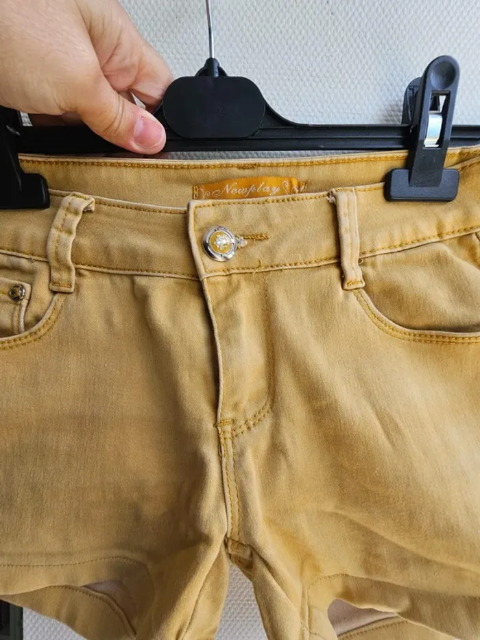 Short en jean jaune moutarde t36 - photo numéro 3