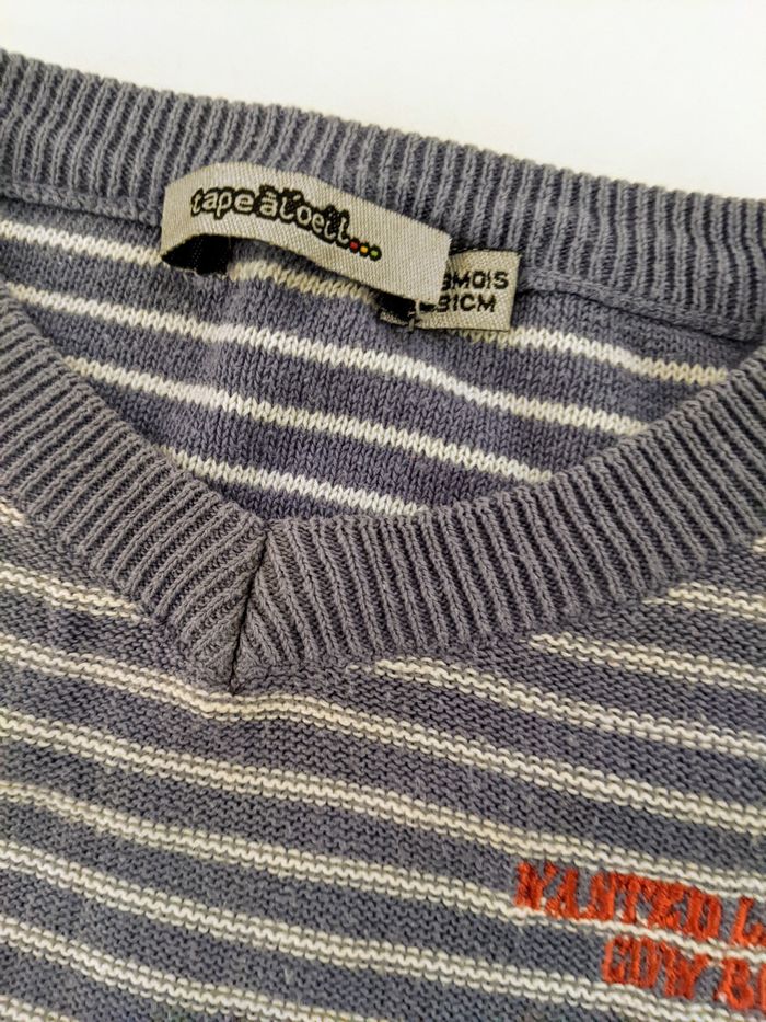 Pull fin rayé bleu jean Tape A l'oeil 18 mois 81 cm - photo numéro 2