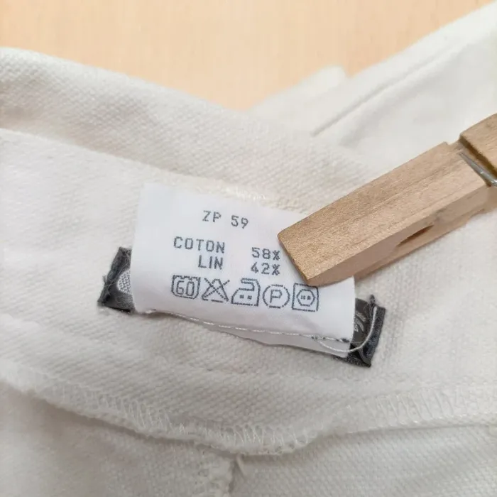 Pantalon Naf naf vintage blanc, corsaire, coton et lin taille 40 A316 - photo numéro 15