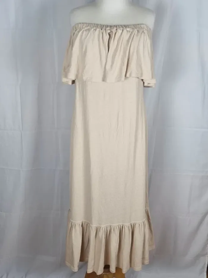 Robe longue bohème Sable 100% coton volant, ouverture dos Free People XS/34 aussi 36 - photo numéro 2