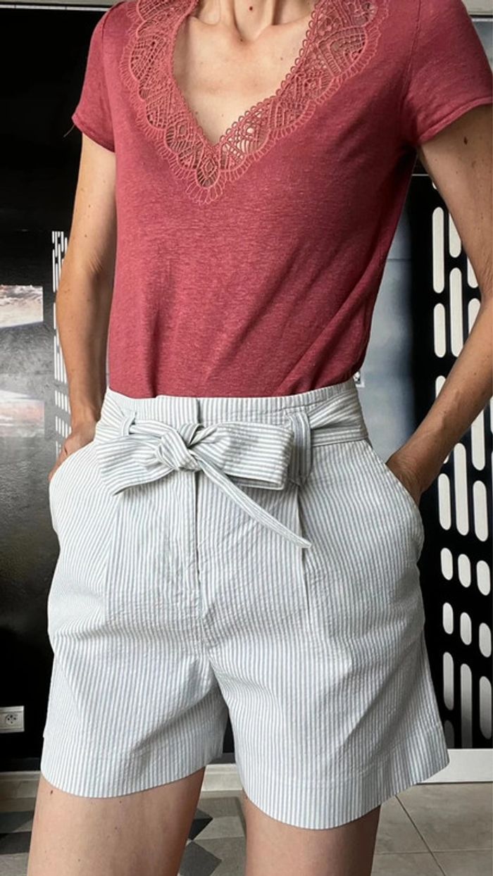 Short Lucas rayé tissu gauffré - photo numéro 6