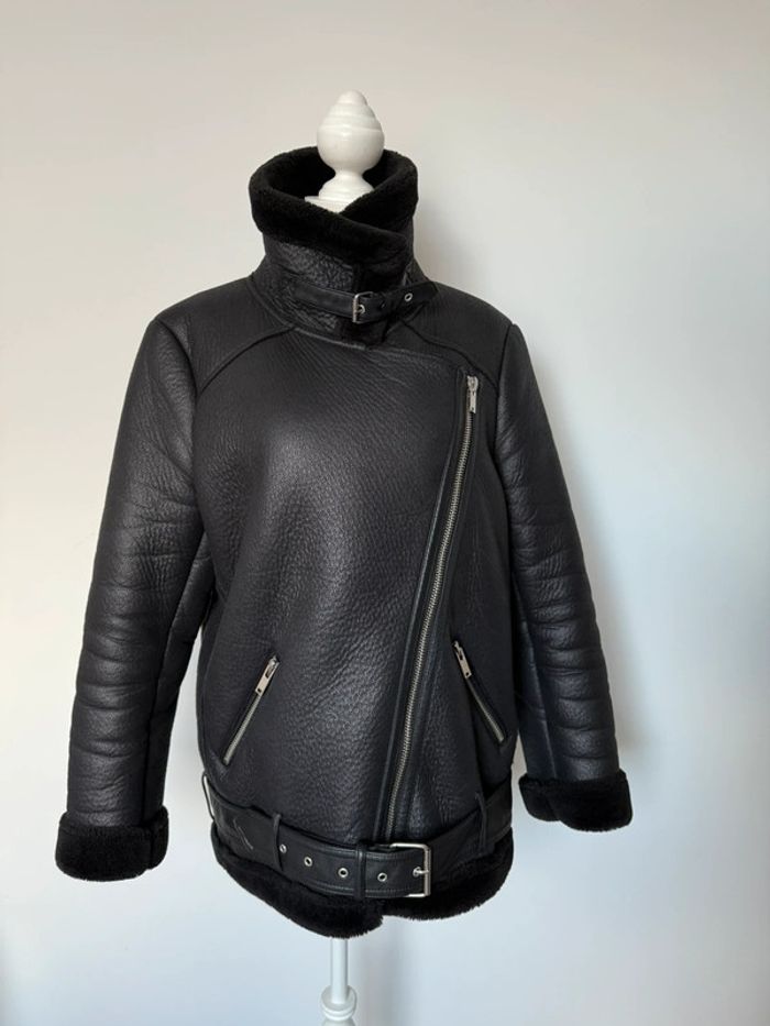 Veste vest Zara fourrure bombardier Chaleco borregito Weste Teddy abrigo manteau blouson aviateur - photo numéro 4