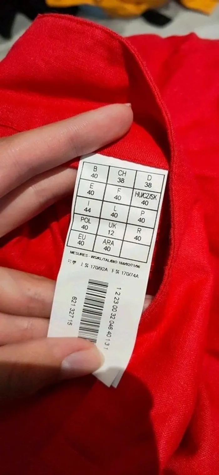 Pantalon en lin, rouge vif, neuf - photo numéro 4