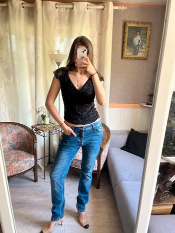 Jean denim taille basse vintage baggy cargo