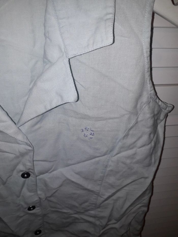 Felino chemisier bleu ciel en lin taille 2 = 42/44 - photo numéro 3