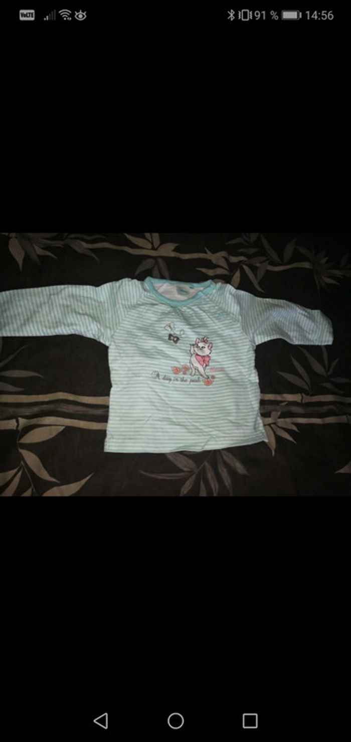 Tee shirt rayé Les Aristochats 12 mois Disney