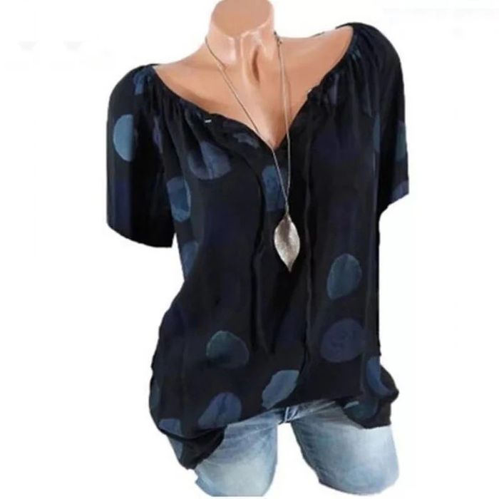 Blouse noir à pois bleu - photo numéro 5